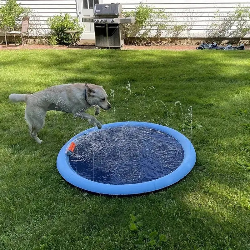 Portable Outdoor Pet Sprinkler and Bathing Pad for Dogs - Non-Slip Inflatable Water Soaker for Daily Use