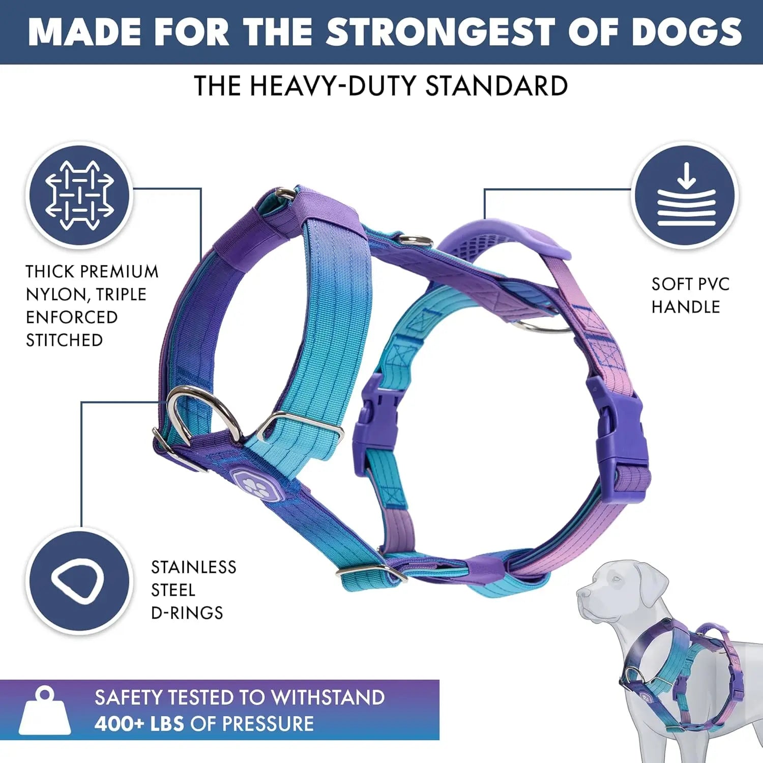 Spark Paws Comfort Control Large Dog No-Pull Harness with Front Clip - Durable Halter Design for Strong Breeds