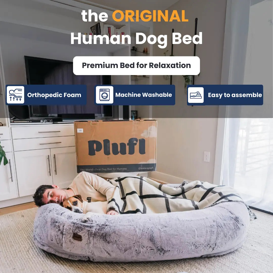 Plufl Premium Human Dog Bed - Adult-Sized Relaxation Solution Featured on Shark Tank