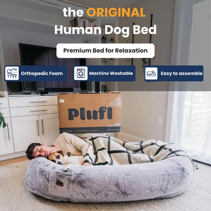 Plufl Premium Human Dog Bed - Adult-Sized Relaxation Solution Featured on Shark Tank