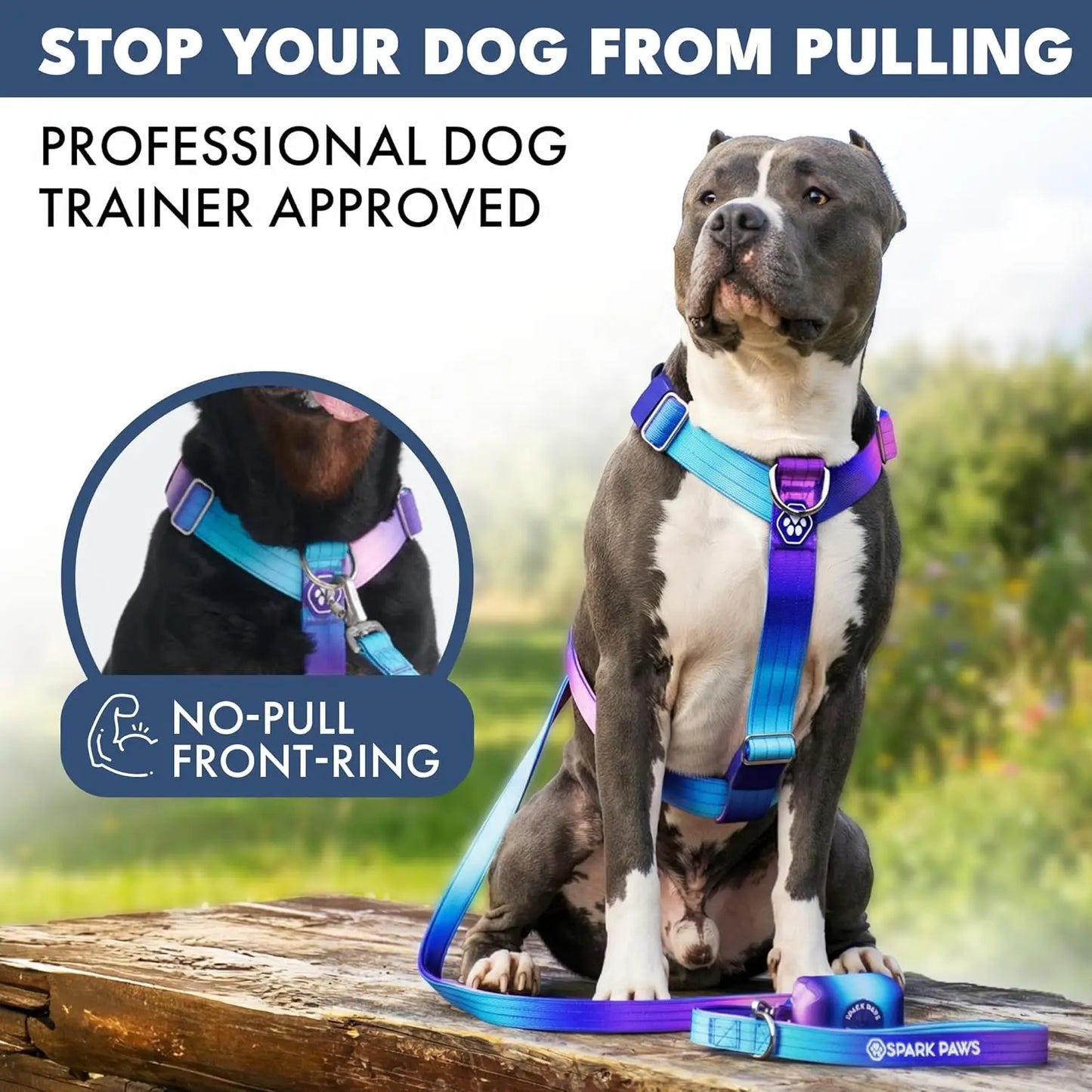 Spark Paws Comfort Control Large Dog No-Pull Harness with Front Clip - Durable Halter Design for Strong Breeds