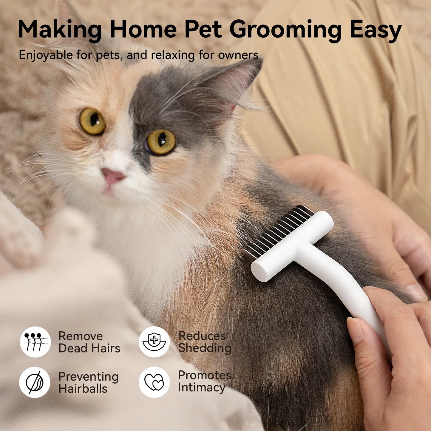 Aumuca Dematting Undercoat Comb for Dogs and Cats - Professional Pet Grooming Rake for Shedding
