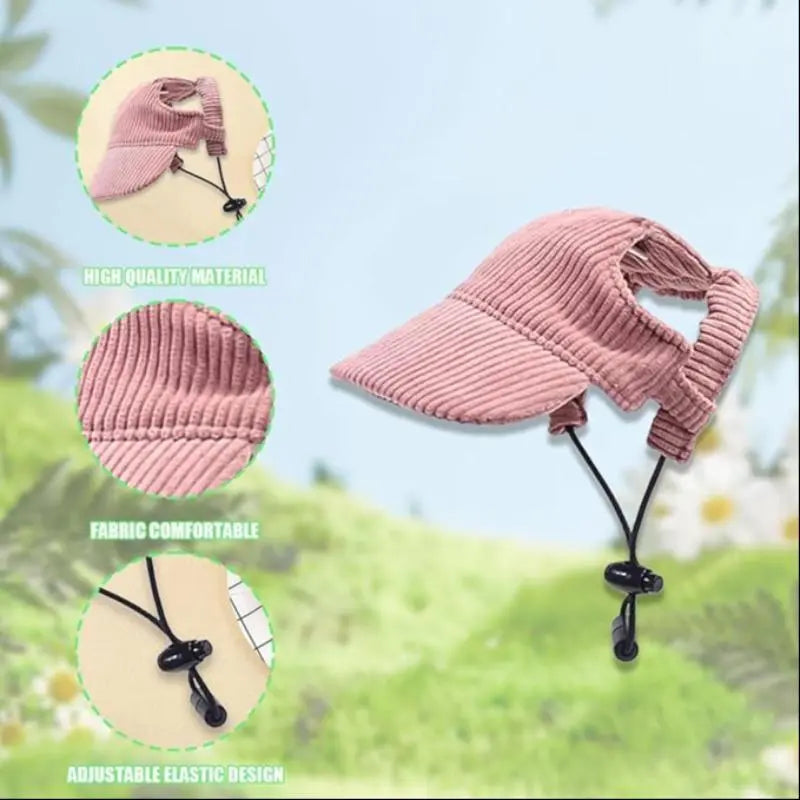 Chenille Pet Baseball Hat for Cats and Dogs, UV Protection Sun Hat with Ear Exposure, Available in Small, Medium, and Large Sizes, Light Blue