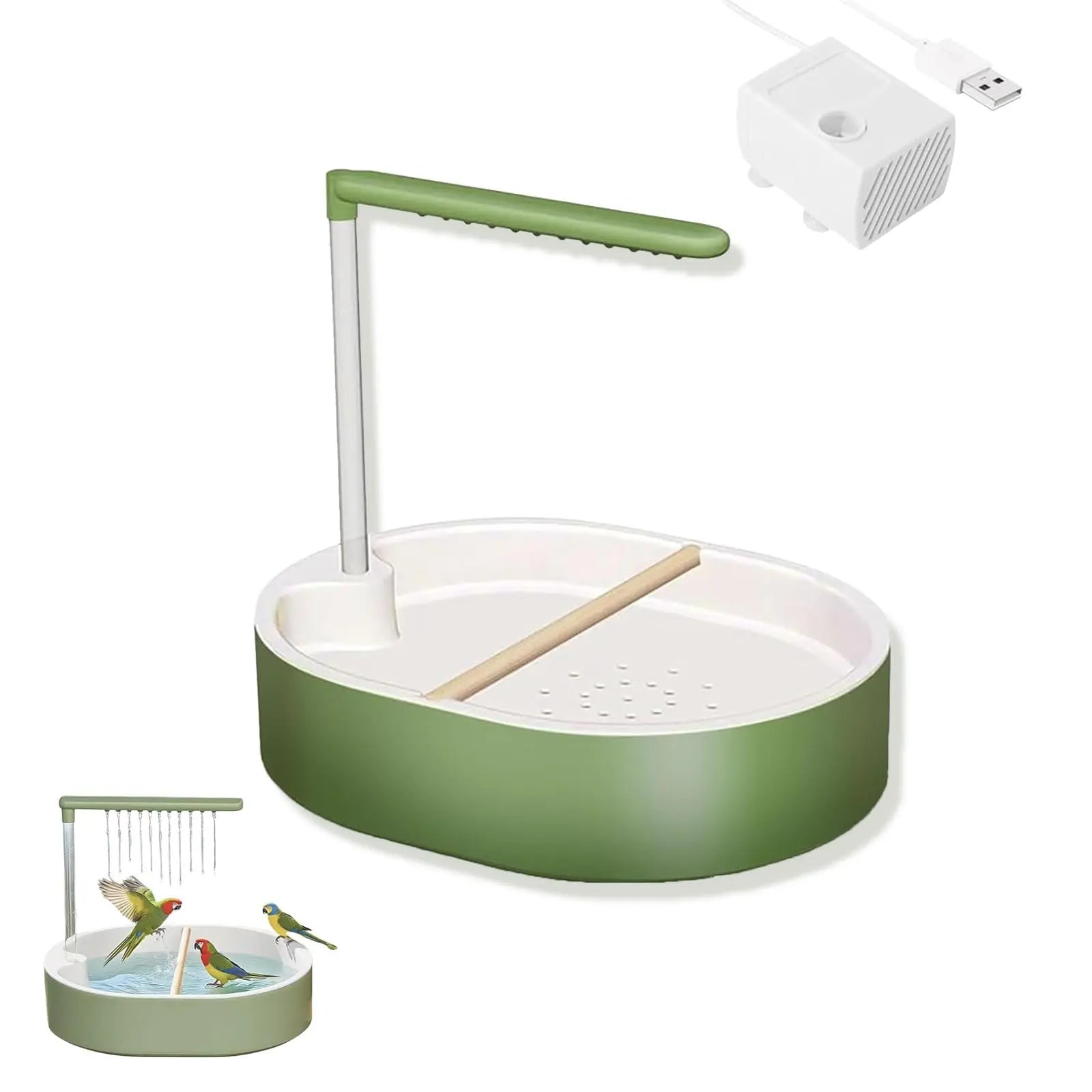 Automatic Parakeet Bird Bath with Pump - Large Bird Shower Fountain for Parakeets, Conures, and Other Pet Birds - Grooming Supplies