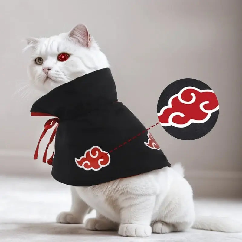 Akatsuki-Inspired Pet Cloak Cosplay Costume – Stylish Anime Ninja Cape for Cats and Dogs, Ideal for Parties and Photography