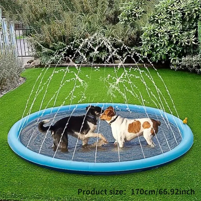 Portable Outdoor Pet Sprinkler and Bathing Pad for Dogs - Non-Slip Inflatable Water Soaker for Daily Use