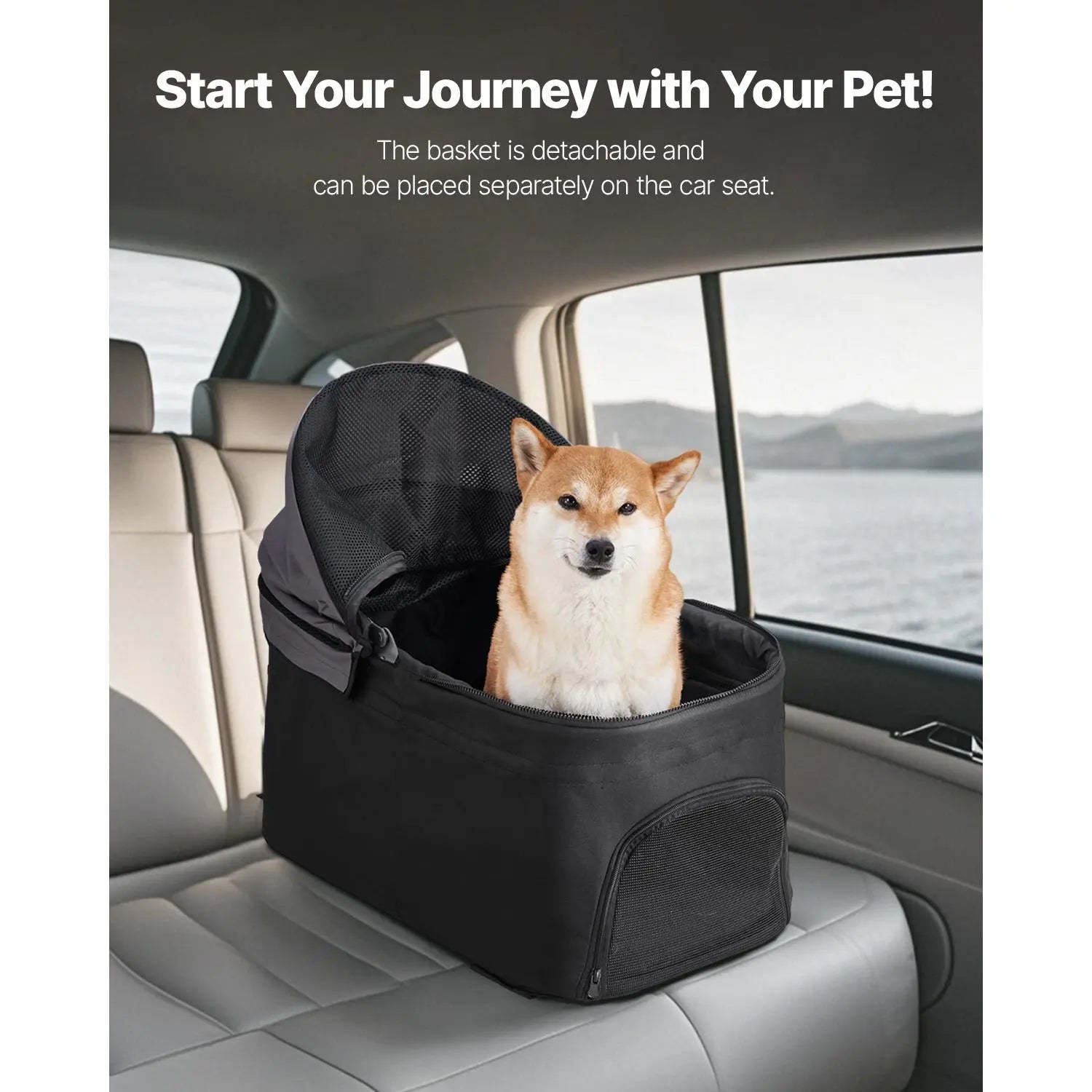 VEVOR Foldable Pet Stroller with 35 lbs Weight Capacity, 4-Wheel Dog and Cat Pram, Detachable Carrier, Mesh Windows, and Brake for Small to Medium Pets