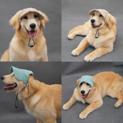 Chenille Pet Baseball Hat for Cats and Dogs, UV Protection Sun Hat with Ear Exposure, Available in Small, Medium, and Large Sizes, Light Blue