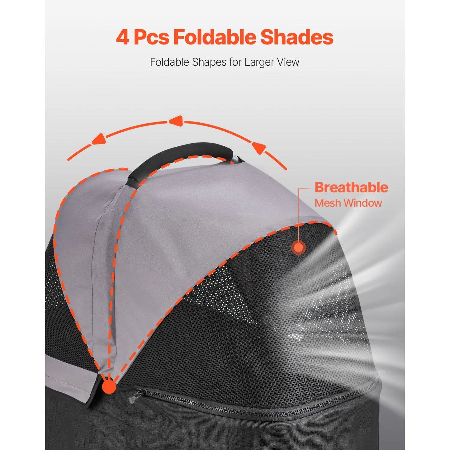 VEVOR Foldable Pet Stroller with 35 lbs Weight Capacity, 4-Wheel Dog and Cat Pram, Detachable Carrier, Mesh Windows, and Brake for Small to Medium Pets