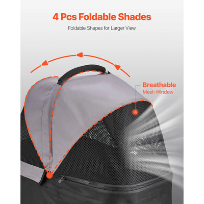 VEVOR Foldable Pet Stroller with 35 lbs Weight Capacity, 4-Wheel Dog and Cat Pram, Detachable Carrier, Mesh Windows, and Brake for Small to Medium Pets