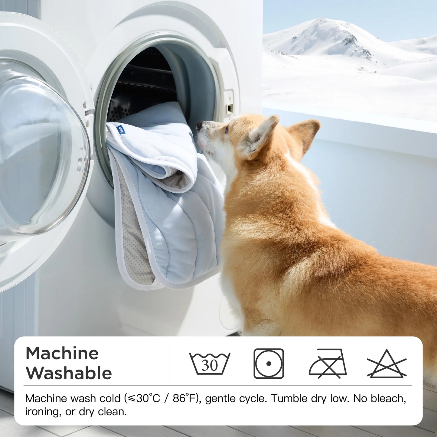 Bedsure Washable Cooling Mat for Dogs - Q-MAX>0.4 Non-Slip Summer Crate Bed for Large Dogs, No Gel or Electricity Required