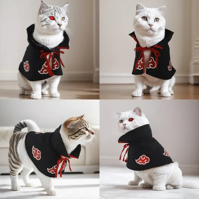 Akatsuki-Inspired Pet Cloak Cosplay Costume – Stylish Anime Ninja Cape for Cats and Dogs, Ideal for Parties and Photography
