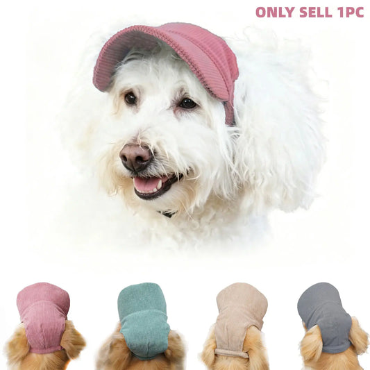 Chenille Pet Baseball Hat for Cats and Dogs, UV Protection Sun Hat with Ear Exposure, Available in Small, Medium, and Large Sizes, Light Blue