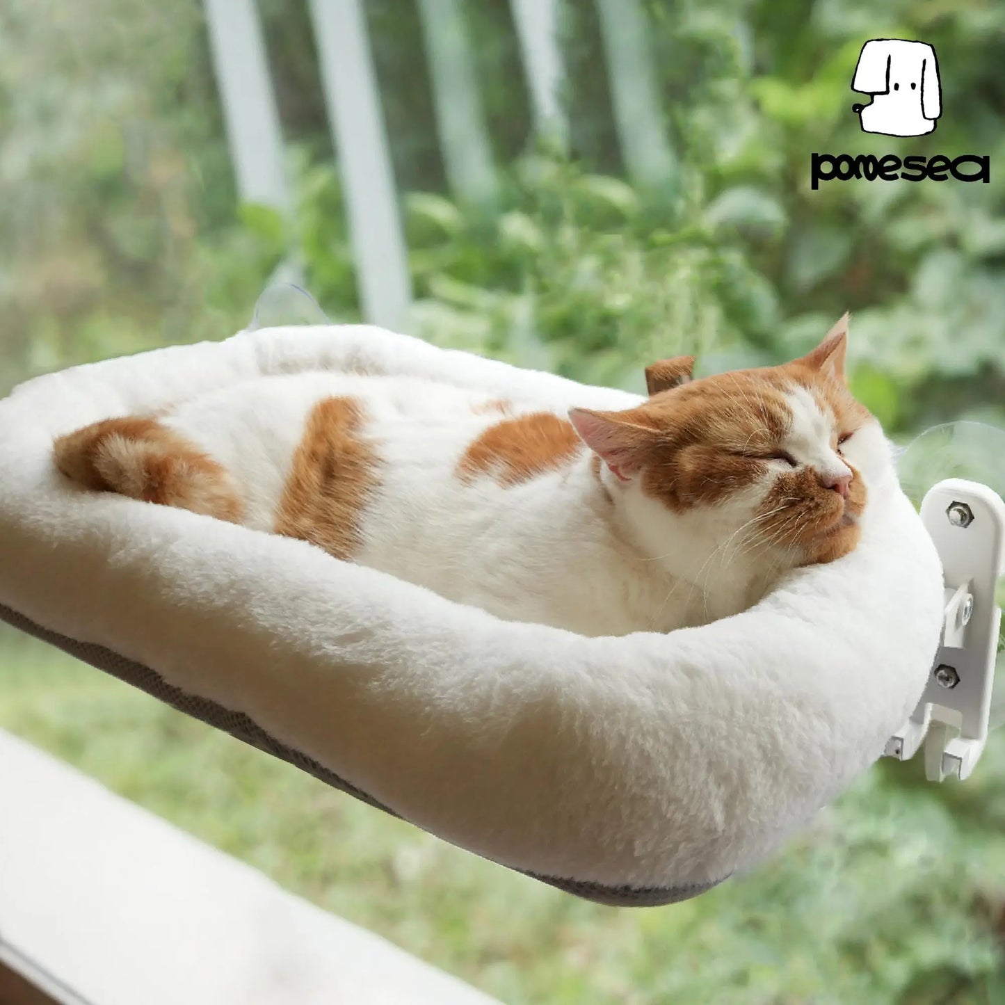 Folding Cat Window Hammock - Cordless, Machine Washable Bed with Sturdy Metal Frame and Strong Suction Cups for Cats and Small Dogs