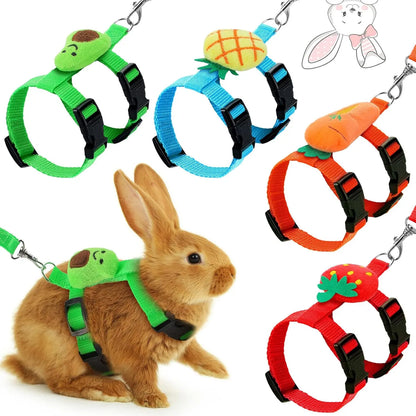 4-Pack Adjustable Rabbit Vest Harness with Traction Rope for Small Pets - Ideal for Walking and Outdoor Activities