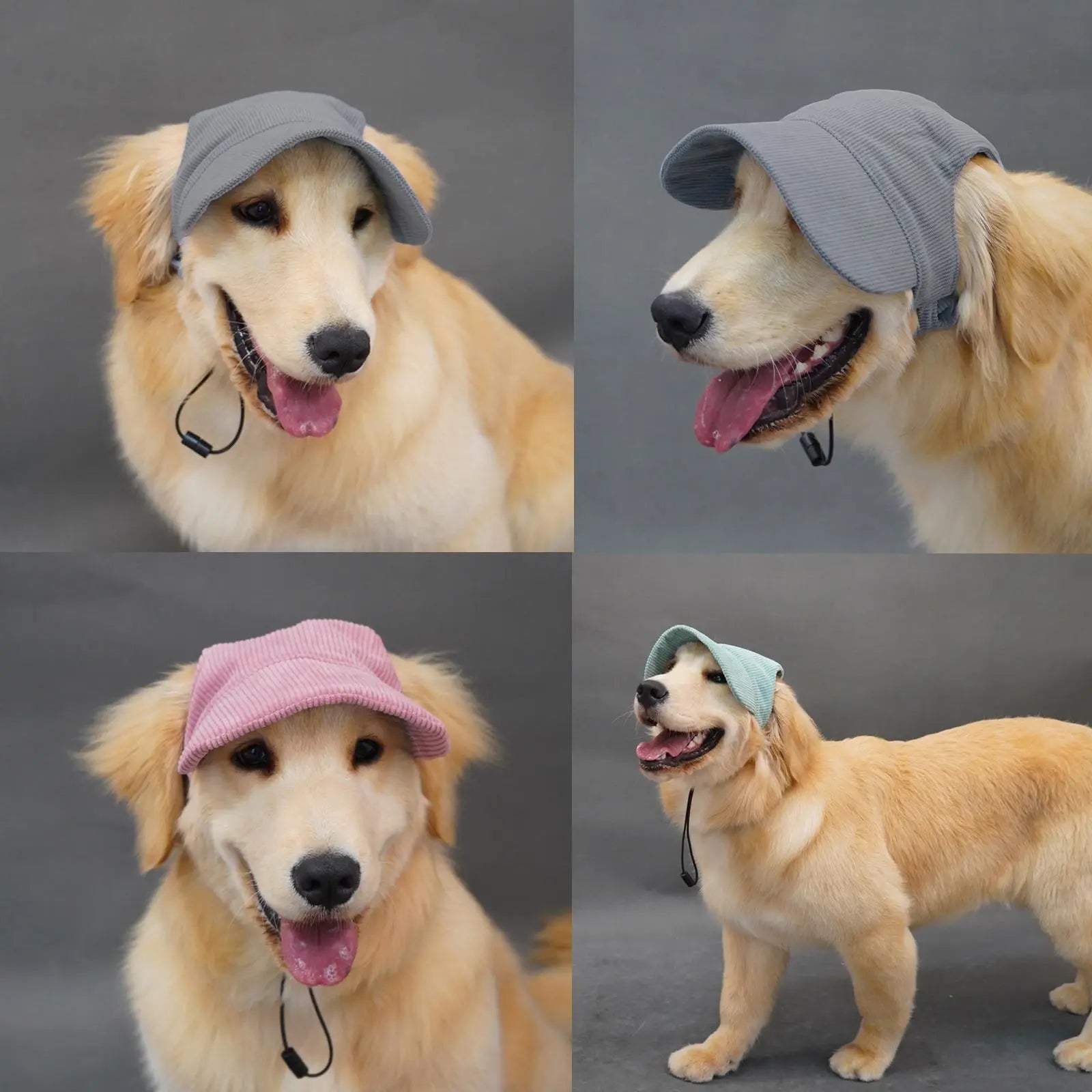 Chenille Pet Baseball Hat for Cats and Dogs, UV Protection Sun Hat with Ear Exposure, Available in Small, Medium, and Large Sizes, Light Blue