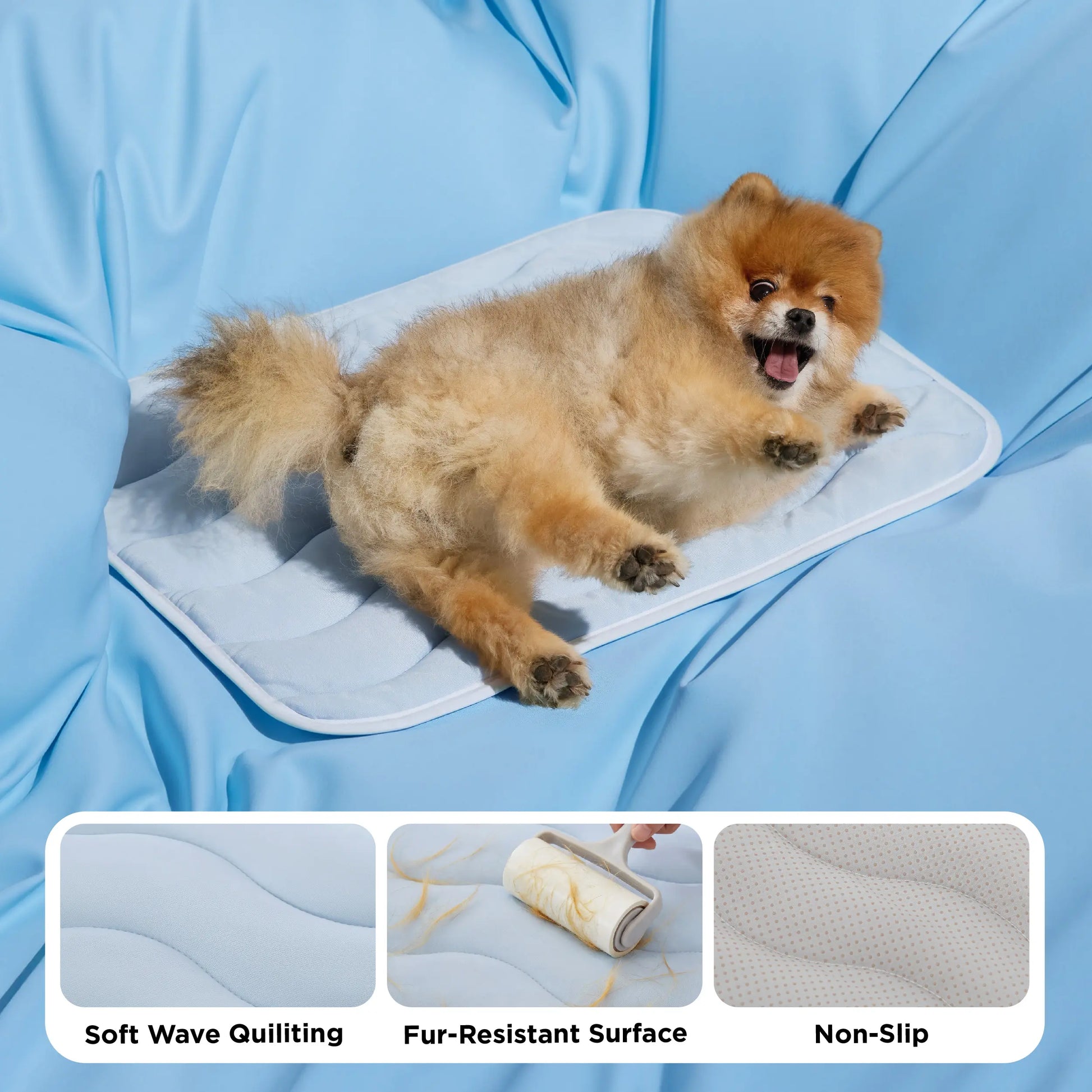 Bedsure Washable Cooling Mat for Dogs - Q-MAX>0.4 Non-Slip Summer Crate Bed for Large Dogs, No Gel or Electricity Required