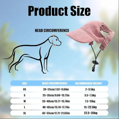 Chenille Pet Baseball Hat for Cats and Dogs, UV Protection Sun Hat with Ear Exposure, Available in Small, Medium, and Large Sizes, Light Blue
