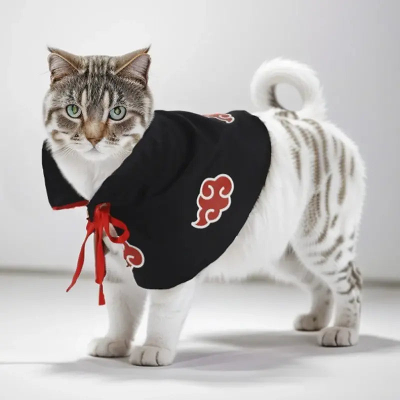 Akatsuki-Inspired Pet Cloak Cosplay Costume – Stylish Anime Ninja Cape for Cats and Dogs, Ideal for Parties and Photography