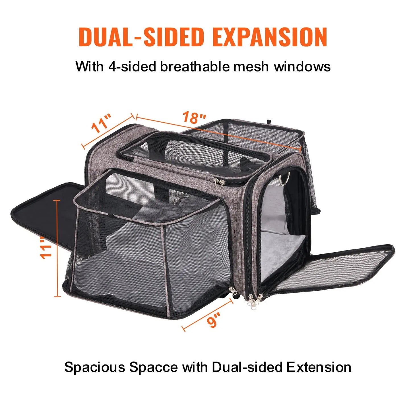 VEVOR Airline Approved Rolling Cat Carrier with Wheels, Telescopic Handle, and Shoulder Strap, Includes Folding Bowl