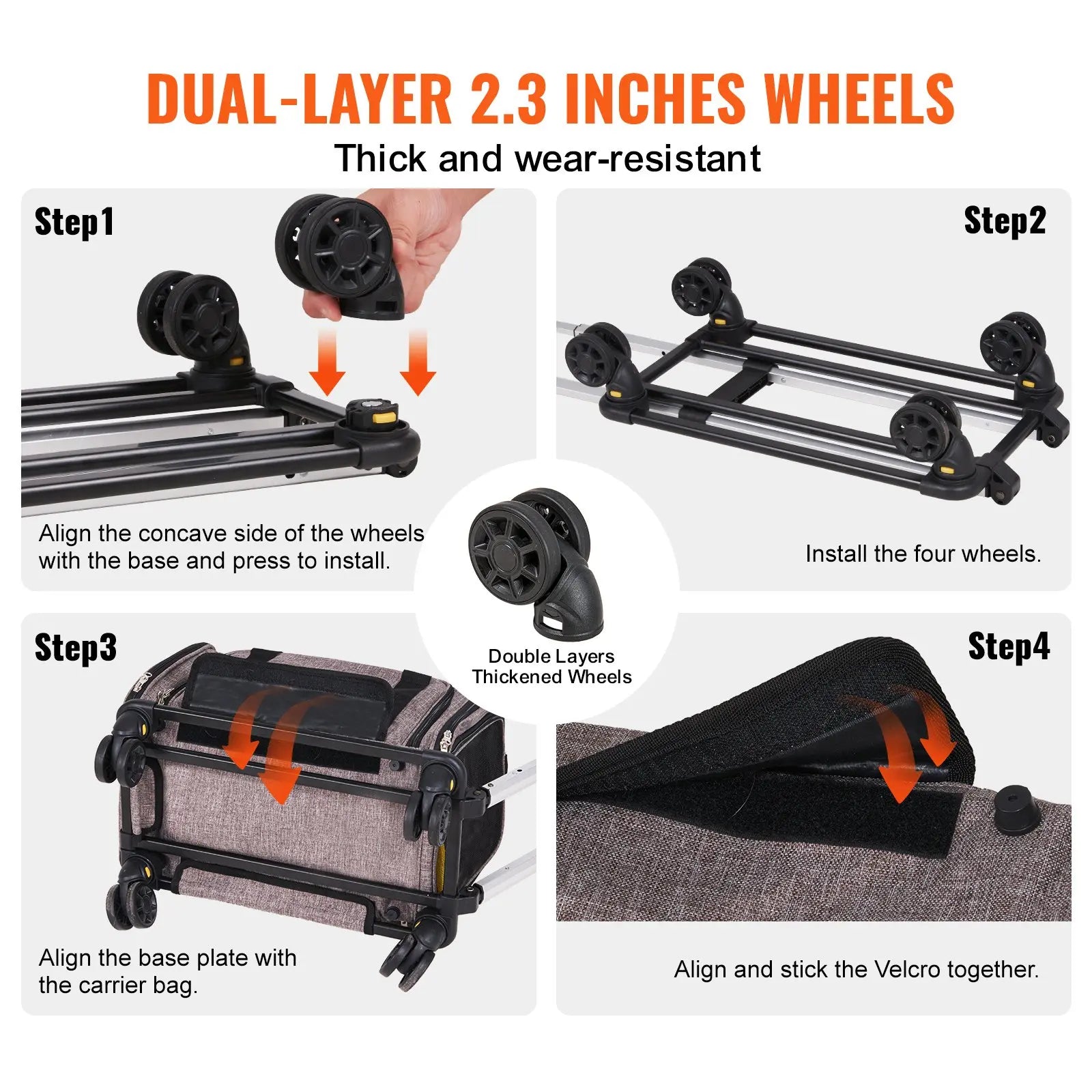 VEVOR Airline Approved Rolling Cat Carrier with Wheels, Telescopic Handle, and Shoulder Strap, Includes Folding Bowl