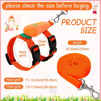 4-Pack Adjustable Rabbit Vest Harness with Traction Rope for Small Pets - Ideal for Walking and Outdoor Activities