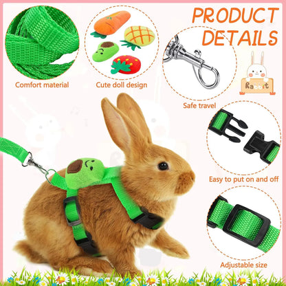 4-Pack Adjustable Rabbit Vest Harness with Traction Rope for Small Pets - Ideal for Walking and Outdoor Activities