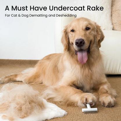 Aumuca Dematting Undercoat Comb for Dogs and Cats - Professional Pet Grooming Rake for Shedding