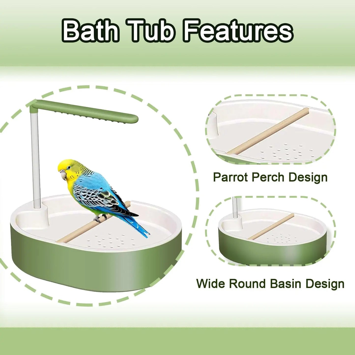 Automatic Parakeet Bird Bath with Pump - Large Bird Shower Fountain for Parakeets, Conures, and Other Pet Birds - Grooming Supplies