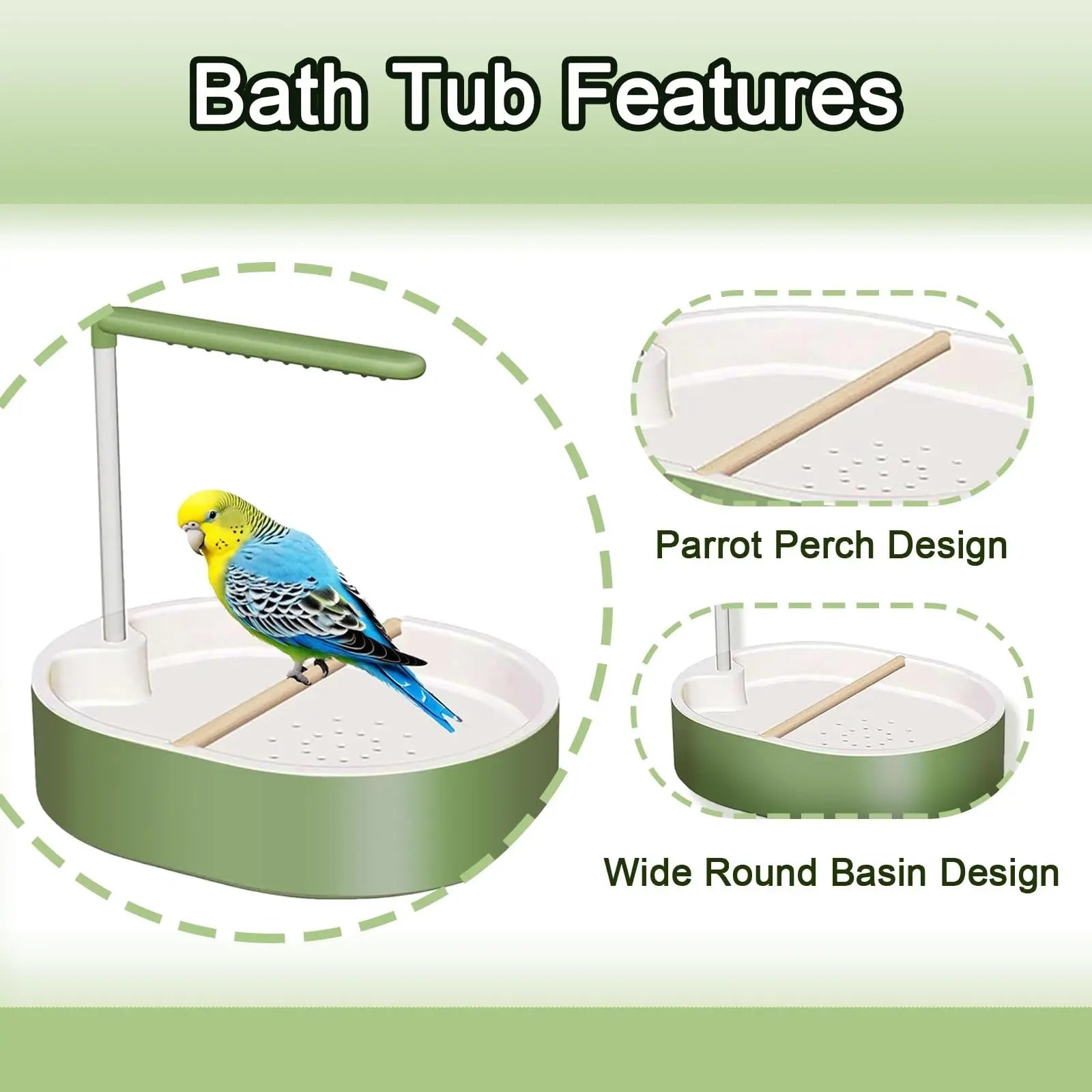 Automatic Parakeet Bird Bath with Pump - Large Bird Shower Fountain for Parakeets, Conures, and Other Pet Birds - Grooming Supplies